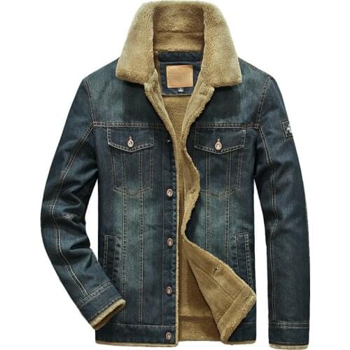 2020 Winter Men Denim Jacket Mens Fashion Casual Jeans Jacket Man Warm Thick Denim Coat Male Fur Collar Bomber Coats Outerwear