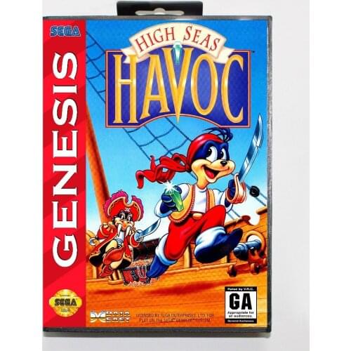 New Arrival 16 bit Sega MD game Cartridge with Retail box - High Seas Havoc game cart for Megadrive for Genesis system