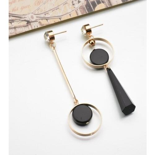 New Asymmetric Geometric Circle Earring Fashion Personality Exaggerates Long Big Drop Earrings For Women Female Jewelry