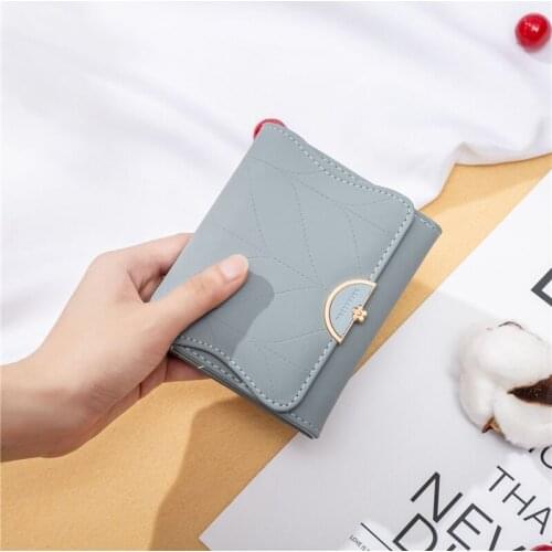 New Brand Fashion Letter Printing Women Wallets Short Flower Hasp Coin Purses Female Pu Leather Clutch Card Holder