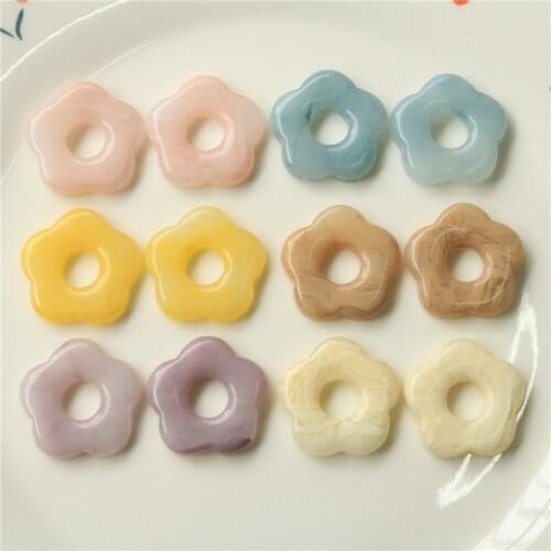 New style 50ps/lot 26mm color print cartoon flowers shape flatback florals beads diy jewelry earring.garment accessory