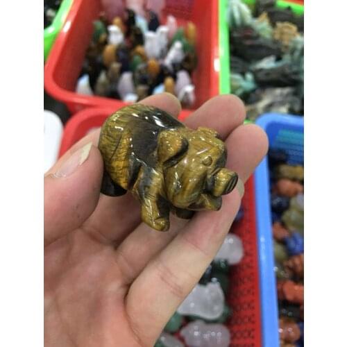 New style natural Tiger eye and gold sand stone carving animal pig, crystal carving animal household decoration