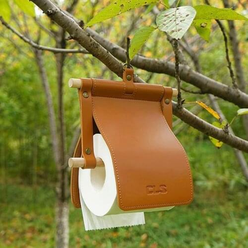 17x20CM Tissue Hanging Holder PU Waterproof Material Round Toilet Paper Hook Holder Case for Camping Home Bathroom Kitchen
