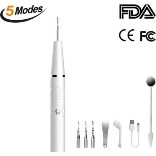 Portable 5 Mode Ultrasonic LED Light Electric Dental Scaler USB Whitening Tooth Calculus Remover Oral Smoke Stain Tartar Cleaner