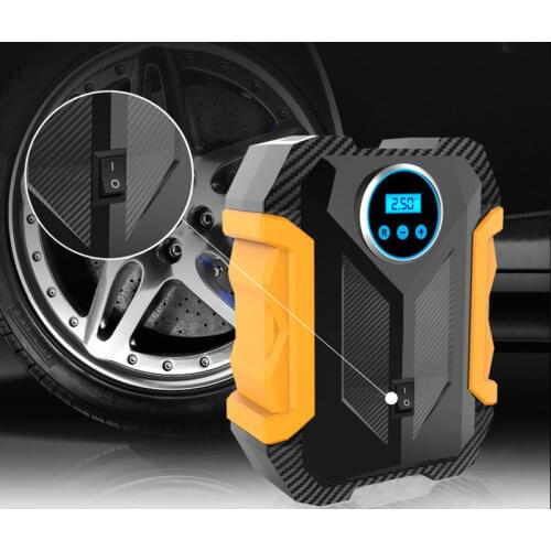 Portable Air Compressor Tire Inflator Car Tire Pump With Digital Pressure Gauge (150 Psi 12V DC) Bright Emergency Flashlight