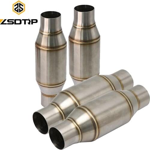 ZSDTRP 51MM Motorcycle Catalyst Exhaust Expansion Chamber Middle Tube Link Pipe Silencer Noise Sound Eliminator Escape Moto