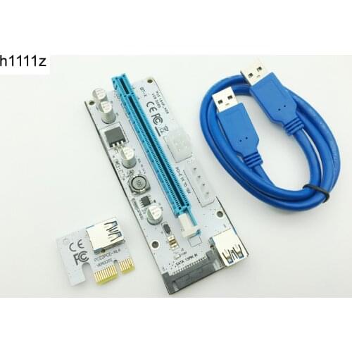 Riser VER008S 3 in 1 Molex 4Pin SATA 6PIN PCI-E PCI Express Riser Card 1x to 16x USB 3.0 Cable For Bitcoin Miner Antminer Mining
