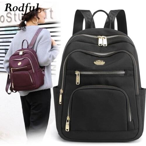 Fashion Nylon Cloth Womens Backpack Bag Fabric Casual Everyday Backpack for Women Teenager Girl 2021 Day Back Pack Ladies Black