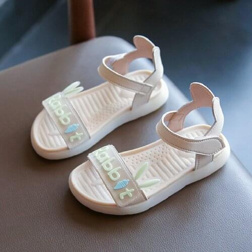 New Children Elegant Princess Shoes Sandals Toddler Infant Kids Baby Girls Cute Rabbit Soft Flats Shoes Summer Beach Sandals