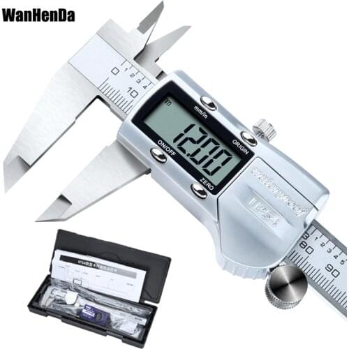 Digital Display Stainless Steel Caliper 0-150mm MM/Inch LCD Electronic Vernier Caliper IP54 Waterproof
