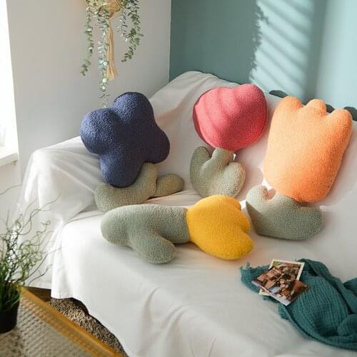 Nordic Ins Kawaii Flower Plants Cushion Plush Stuffed Toys Soft Doll Home Sofa Creative Flowers Pillow Chair Cushion Girls Gift
