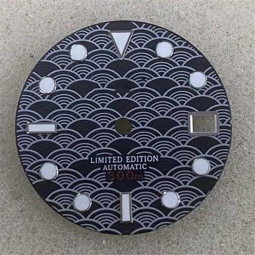 Replacement 28.5MM Watch Dial w/ Green Luminous for SKX007 NH35/4R36 Watch Movement Modification Part