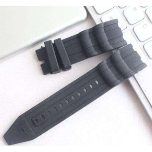26mm Black Rubber Watch band Quality silicone band Replacement for Invicta Russian watch band for 24mm pin buckle