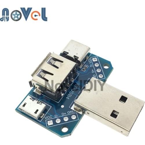 4 in 1 USB Head Connector Switchboard Male to Type-c Micro Female USB 2.54MM-4P transfer test board USB Adapter Plate XY-USB4