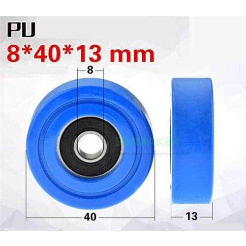 SWMAKER 1pcs 8*40*13mm 608 bearing rubber flat wheel, PU polyurethane soft rubber silent guide roller, rolling pulley / passive