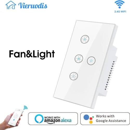 Smart Wifi Fan Light Switch,US BR IL AU Ceiling Fan Lamp Switch Tuya Remote Various Speed Control Work with Alexa, Google Home