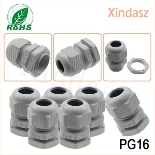 100PCS (Free shipping)Hot Sale IP68 Waterproof Nylon Plastic Cable Gland Waterproof PG16 White Plastic Cable Glands Joints