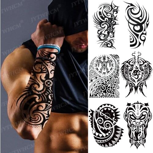 Temporary Tattoos For Men Waterproof Stickers For Kids Henna Fake Sleeves Art Festival Realistic Large Tattoo on the Forearm Arm