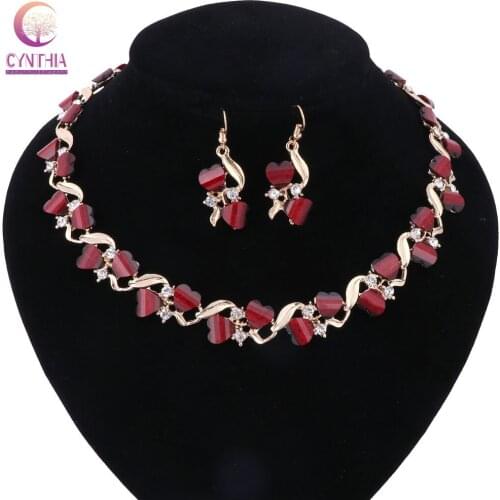Resin Gem Fine African Beads Jewelry Sets For Women Party Accessories Wedding Bridal Pendant Crystal Necklace Earrings Gifts
