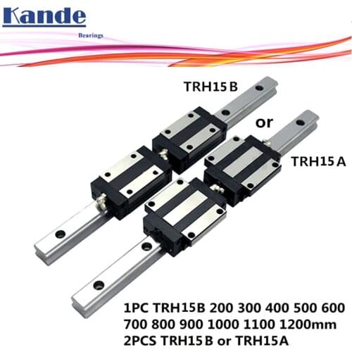 Precision rail 1PC TRH15 Linear guide + 2PCS TRH15B Block or TRH15A Flange Block L 300 400 500 600 700 800 900 1000 mm for CNC