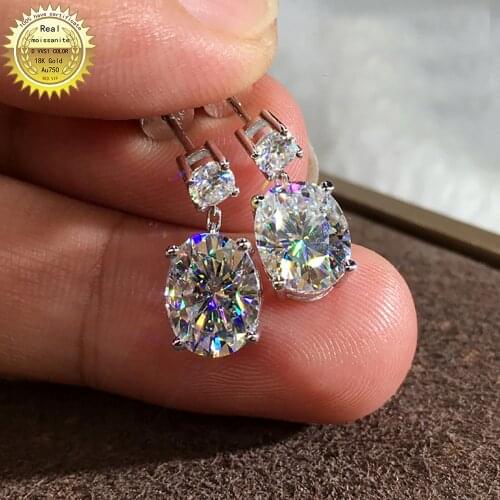 100% 18K Au750 Rose Gold Earrings We only sell DVVS Moissanite Diamonds 0.5 1 2 3 Carat Oval
