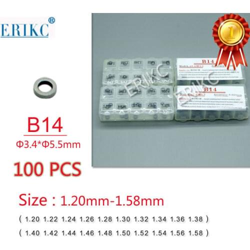 100PCS ERIKC B14 Shims Gaskets Size 1.20mm-1.58mm Nozzle Adjusting Washer Kit Common Rail Injector Repair For Bosch injector