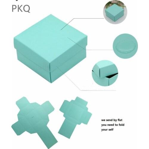 20Pcs High Quality Candy Box Small Gift Box with cover Blue Kraft Paper Candy Boxes Christmas Box 9.3x9.3x4cm