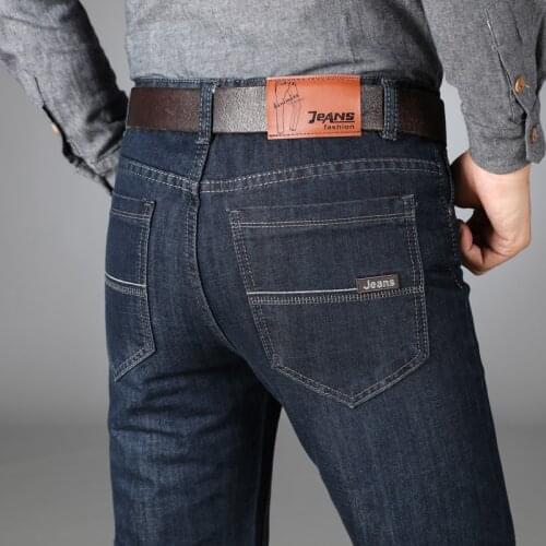 2021 Classic Men Casual Mid-Rise Straight Denim Jeans Long Pants Comfortable Trousers Loose Fit New Brand Menswear mans jeans