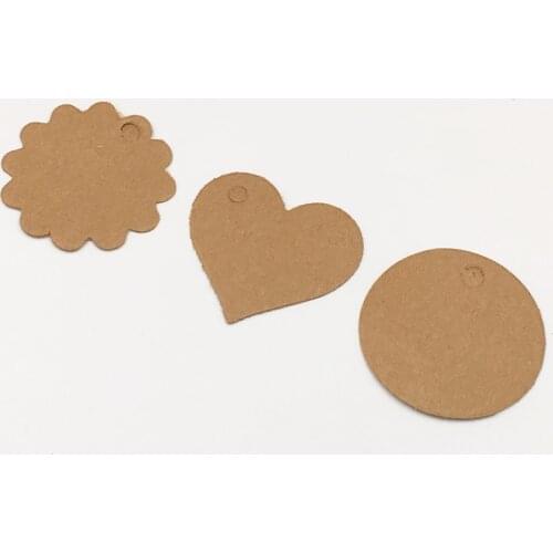 3.5x3.5cm Brown Kraft Paper Three Style Blank Simple Label Gift Ornaments Kraft Gift Boxes Price Hang Tag 100Pcs/Lot