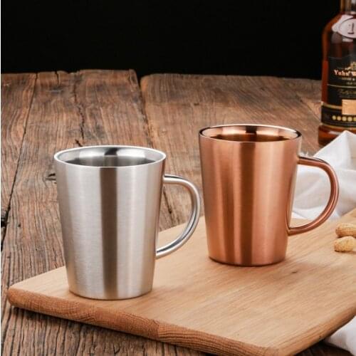30pcs /lot Double Layer 304 Stainless Steel Rose Gold Silver Mugs Anti-hot Travel Outdoor Coffee Tea Water Cup lin5041
