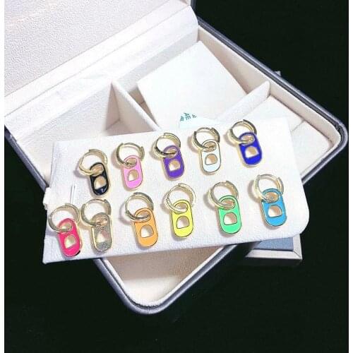 5 Pairs, Mix color small hoop earring women Candy Enamel earring popular Jewelry earring