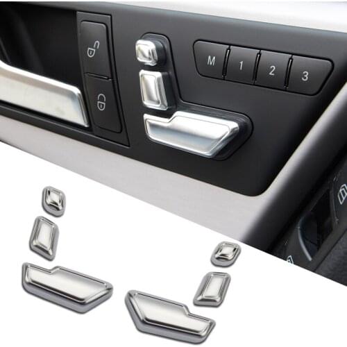 For Mercedes Benz W246 W212 218 W146 X204 X156 B E CLS GLA GLK ML Class Accessories 6 Pcs Chrome Seat Adjust Button Cover Trim