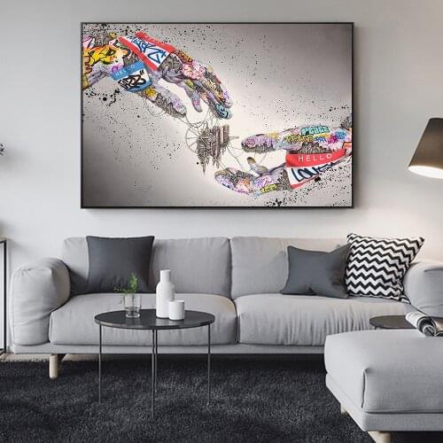 Abstract Mechanical Hands Canvas Paintings on The Wall Poster and Prints Graffiti Street Wall Art Canvas Picture for Living Room