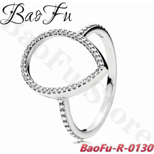 BaoFu 925 Sterling Silver Ring Simple Personality Drop Silhouette Ring Suitable for Original Female Banquet Jewelry