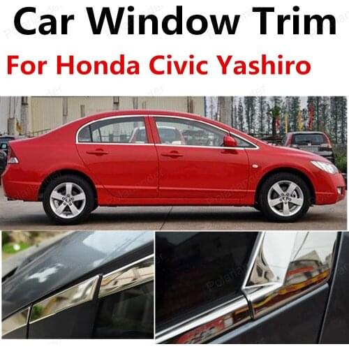 Freeshipping stainless steel window trims for Honda Civic Yashiro window frame decoration trim without center pillar