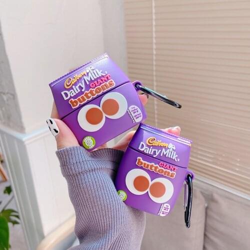 Chocolate For AirPods 1 2 Pro Case Brand Cadbury Dairy Milk 3D Food Box Soft Silicone Wireless Bluetooth Earphone Protect Cover