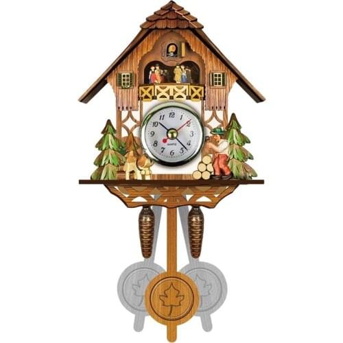 Wooden Cuckoo Wall Clock Bird Time Bell Swing Alarm Watch Home Art Decor Germany Black Forest Autoswinging Cuckoo Wall Clock