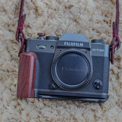 For FUJI XT30 Fujifilm X-T30 Wood Hand Grip Plate Bracket with Alum Base Plate Bracket