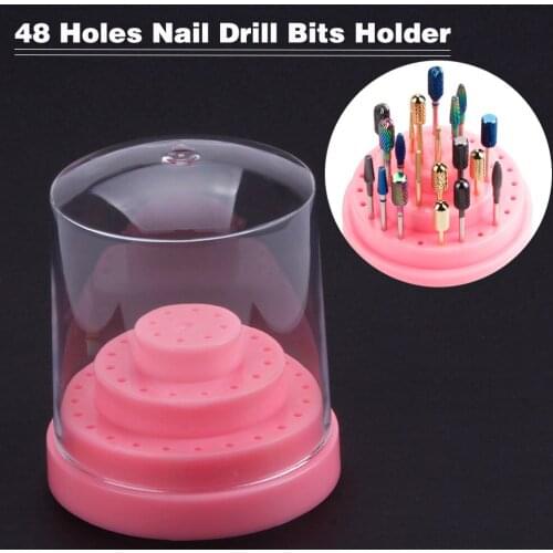 10/14/20/48 Holes Nail Art Drill Bits Holder Nails Milling Cutter Display Container Empty Storage Box Manicure Accessories Tools