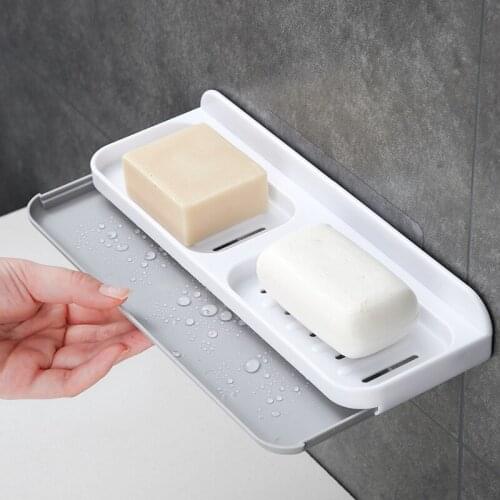 Drain soap box wall hanging soap holder household plastic creative bathroom double layer soap tray perforated soap holder