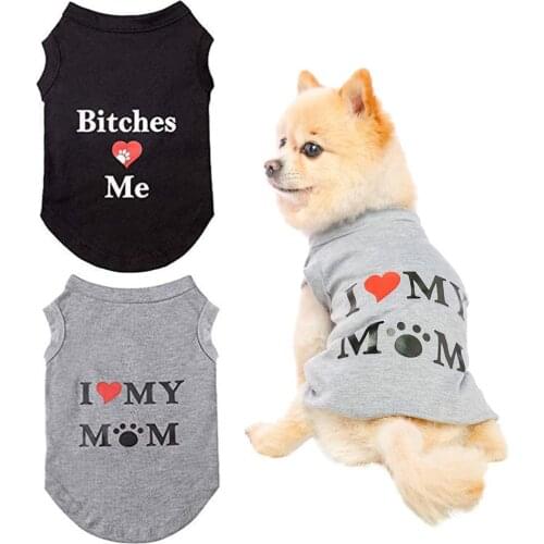 Dog T Shirts Pet Summer Vests I Love My Mom Dog Clothes with Fashion Printing Service Dog Vest Dog Shirts for Dogs Pet Clothes