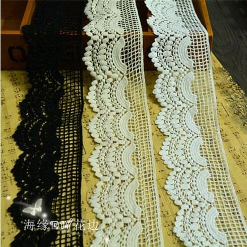 2 Yards 8cm width 3 Colors Embroid Sewing Ribbon Guipure Cotton Lace Trim or Fabric Warp Knitting DIY Garment Accessories