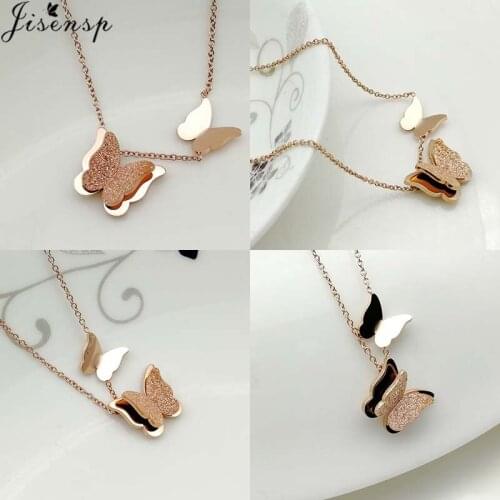 Jisensp Animal Jewelry New Fashion Delicate Design Butterfly Charm Necklace Korean Style Women Choker Necklace Christmas Gift