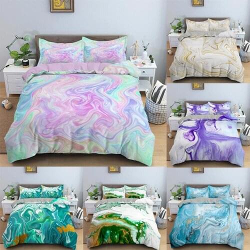 3D Digital Marble Bedding Set Colorful Duvet Cover with Pillowcase Shame Twin Full Kids Comforter Cover Queen King Size Gifts
