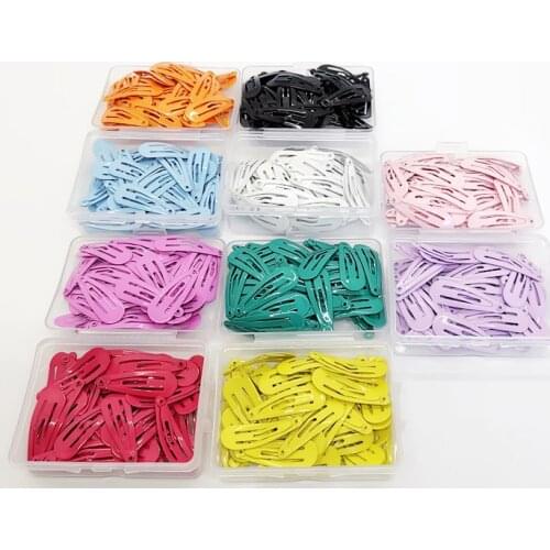 Korean Fashion 50Pcs/Set Solid Candy Color Hair Clip Dripping Hairpin 3cm Barrette Headdress Box Hairclip Girls Hair Accessories