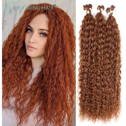 Kinky Curly Hair Bundles Synthetic Afro Curls Extensions 32inch Long Soft Ombre 613 Blonde Bundles 300G Full Head For Women