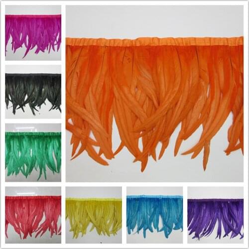 10Yard /lot Rooster Feathers Trim Ribbon for Sewing Wedding Clothing Accessories dress DIY Decoration plumas de faisan