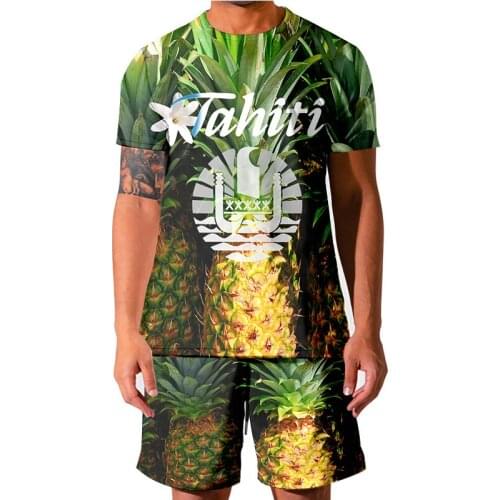 3D Printed Tahiti Polynesia Pineapple Summer T-shirt Shorts Set Sportswear Tracksuit O Neck Short Sleeve Mens Clothing Suit