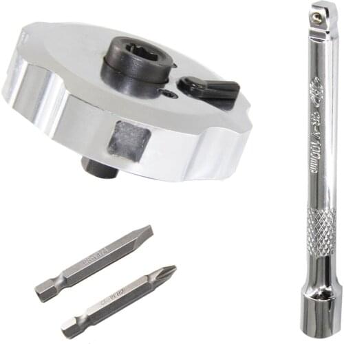 2-in-1 Mini Dual Head 1/4in. Drive Finger Ratchet and Ball Head Extension Bar and Two Screwdriver Bits