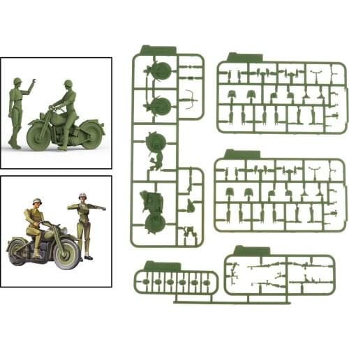 Miniature 1/35 Motorcycle Soldier Figure Model Kit Set Decoration